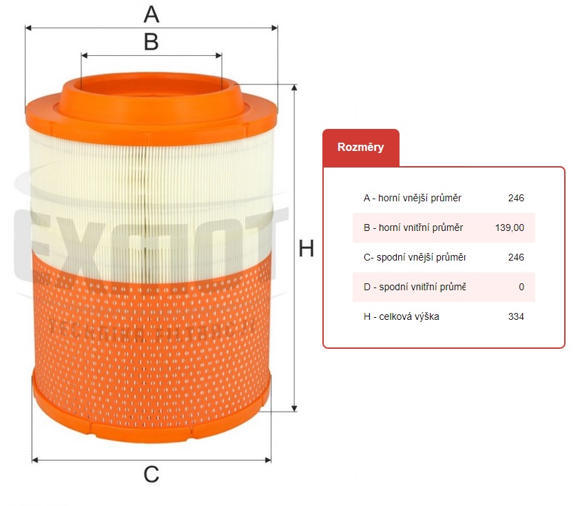 Filtr vzduchu WPO-425 IVECO E.Cargo Tector 75E14