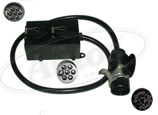 Adaptér elektrický 15pin zástrčka/2x zásuvky 7pin