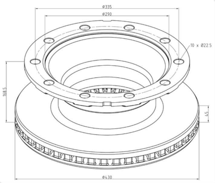 Kotouč brzdový 430x45x168,5 SCHMITZ SCB 9010/9 H43S2, SC Rotos