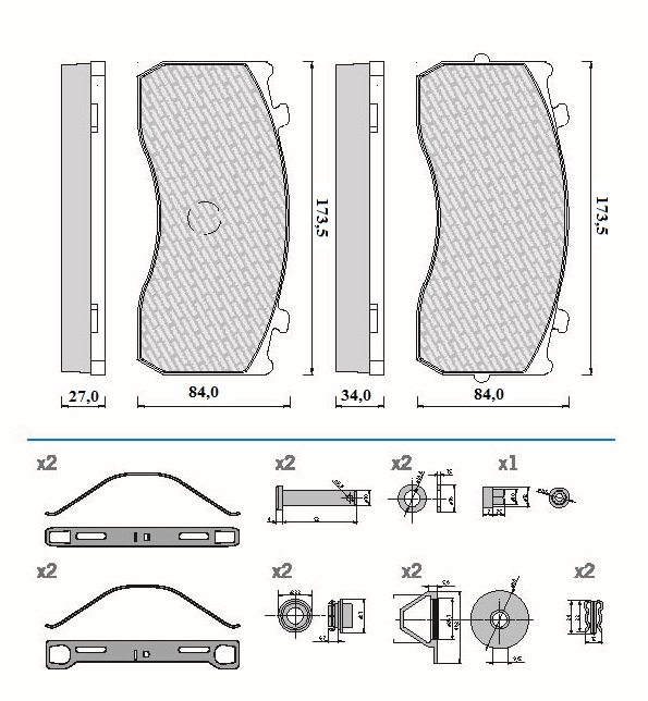 Deska brzdová 29115 Fomar 174x84x27/34 MAN TGL,MERCEDES Actros, Atego serie2,