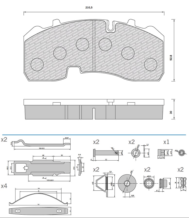 Deska brzdová 29165,29268 Fomar 210x92x30 SKH SB3745 Eco,Eco Plus, Eco Max