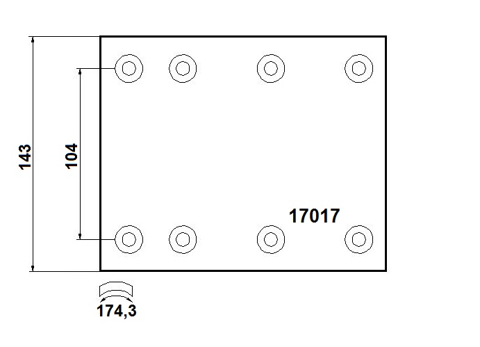 Obložení brzdové 17017.0 Fomar 143x360 PN MAN M2000 od 1995, M90 do 1996, RVI