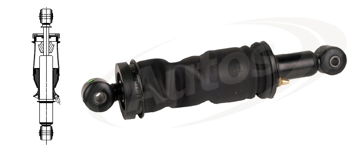 Tlumič pérování kabiny zadní O/O 14x45-363/408 s vlnovcem  VOLVO FH12,FH16