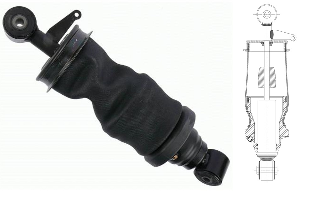 Tlumič pérování kabiny přední O/O s vlnovcem MAN TGA, STEYR