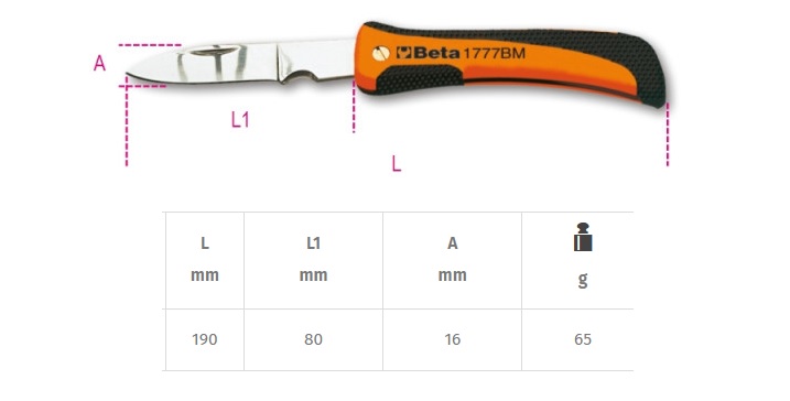 Nůž montážní se zavírací s čepelí s nerezové oceli BETA