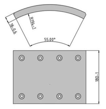 Obložení brzdové 19232.2 Fomar 180x203,5 přívěsy V8/8,2 PANAV