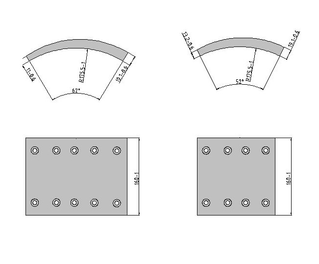 Obložení brzdové 19952.0 Fomar 160x360 BPW KH KHSF10008-15/KH KHSf 11008-15 ECO Plus/KH