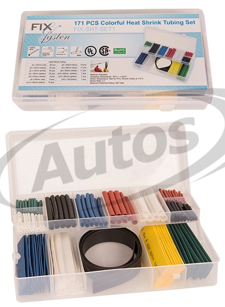 Bužírka smršťovací termo -sada 171 ks/ 4/2x10  4,5/2,25x10 5/2,5x8  6/3x8  8/4x11 9/4,5x11