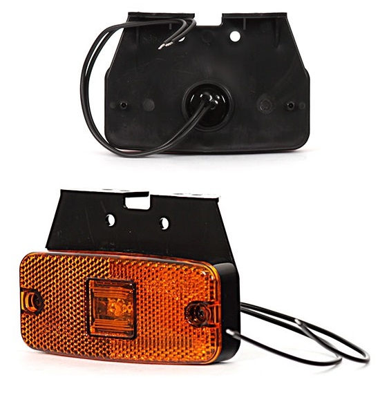 Svítilna poziční 12V/24V LED oranžová s odrazkou, držák 90°, kabel 0,22m