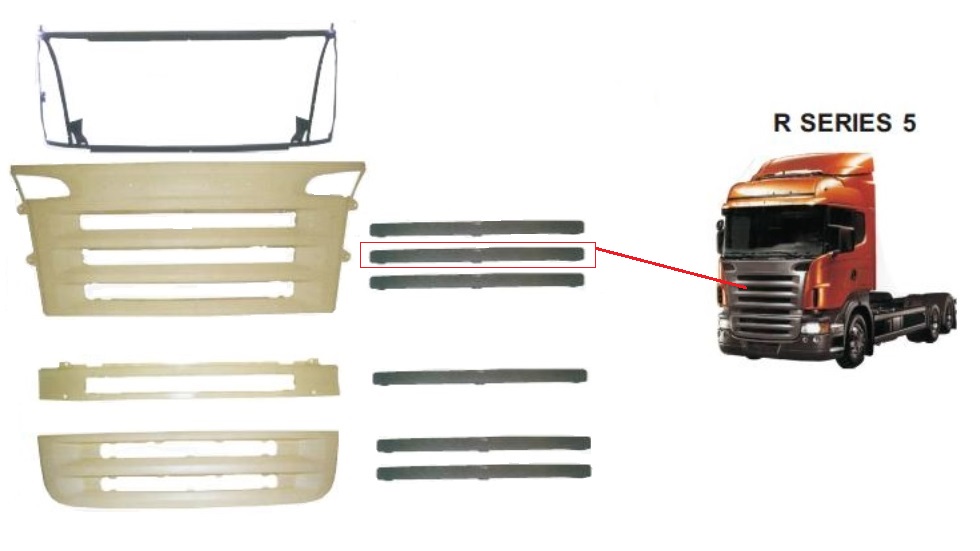 Mřížka horní masky - střední díl SCANIA P,G,R,T R420