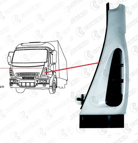 Spojler kabiny vnější kompletní šedý L IVECO  E.Cargo 130E24,180E28,120E21 od 2009