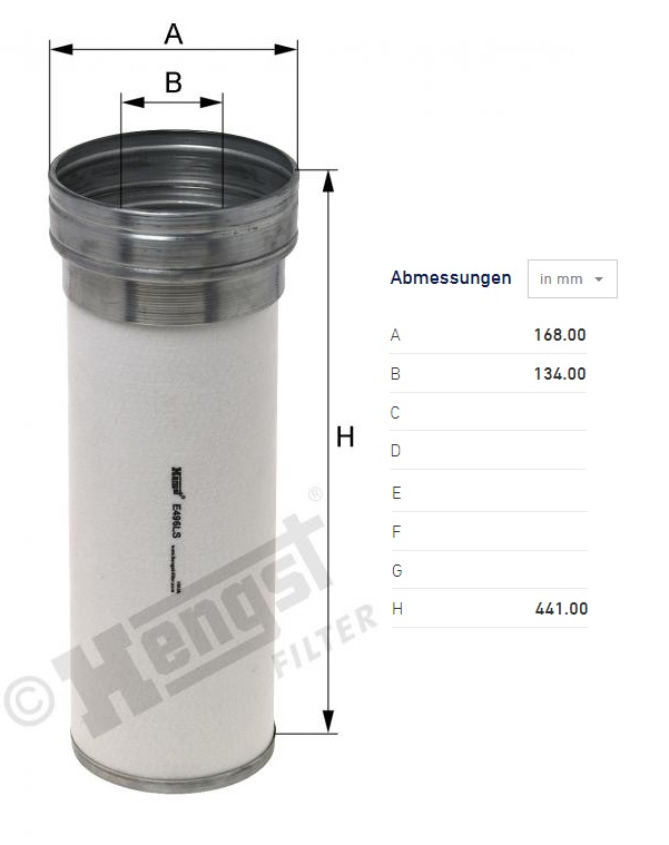 Filtr vzduchu sekundární VOLVO FH II Euro 4/5, FM od 09.2005, 7000/8000, FMX od 04.2010
