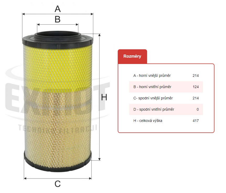 Filtr vzduchu WPO-629  DAF LF45, LF55 od 01.2001