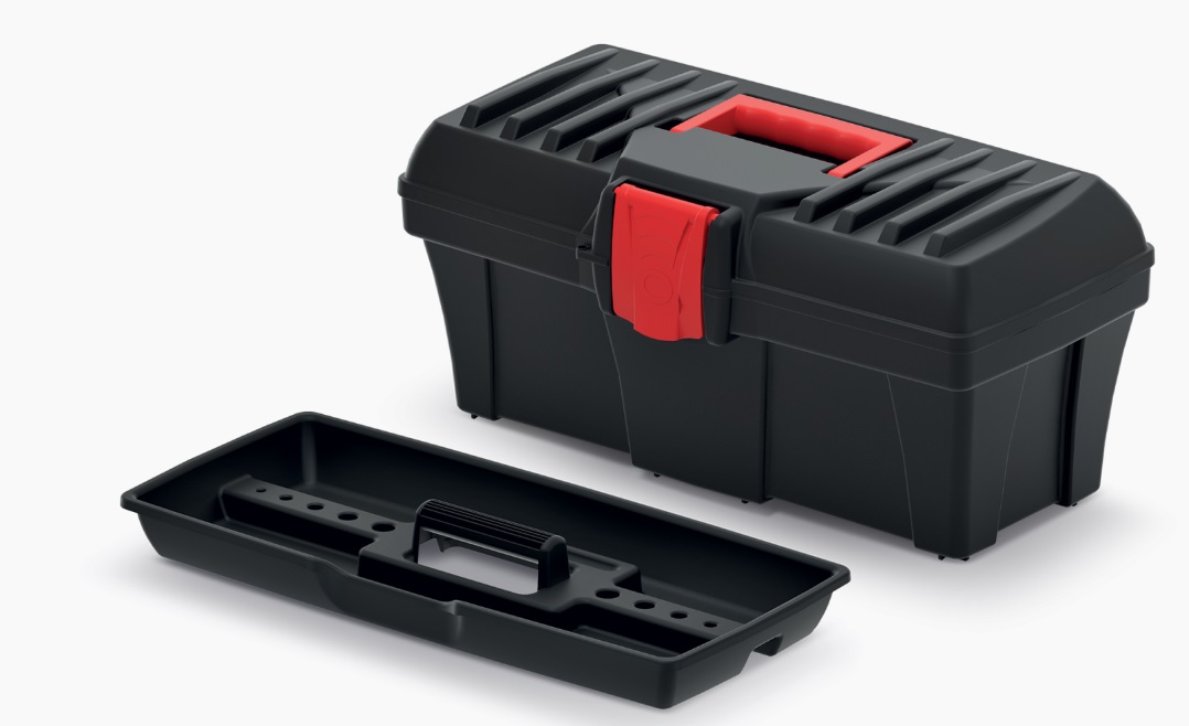 Box na nářadí plastový CALIBER 40 /400x200x186/ černý s plastovým madlem