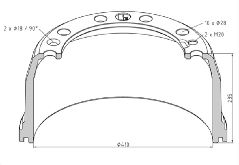 Buben brzdový 410x235 ZN VOLVO FH,FM,B7