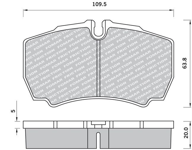 Deska brzdová 29123 Fomar 110x64x20 ZN IVECO Daily, Daily II, Daily 3