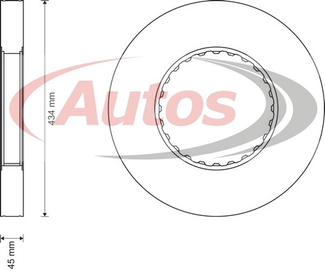 Kotouč brzdový 434x45x45  VOLVO FM12,FM12,B12, RVI Magnum DXi,Premium DXi
