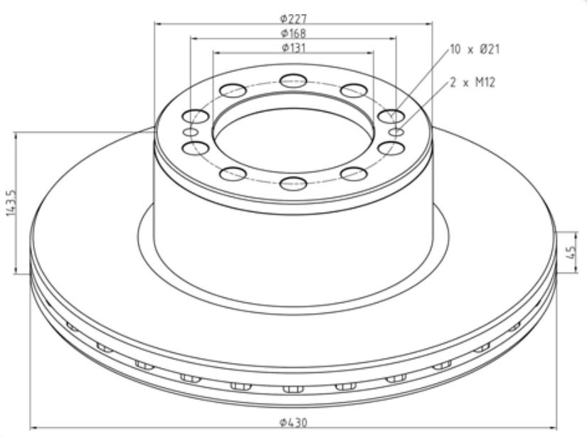 Kotouč brzdový 430x45x143,5 PN/ZN MERCEDES Actros, Atego, Axor, Citaro, Econic, Integro