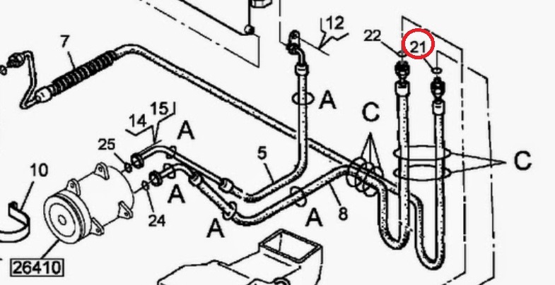 Kroužek těsnící 11,22 x 7,66 x 1,78 trubky klimatizace  RVI Magnum