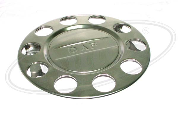 Kryt matic kola 10 děr s nápisem DAF, nerez