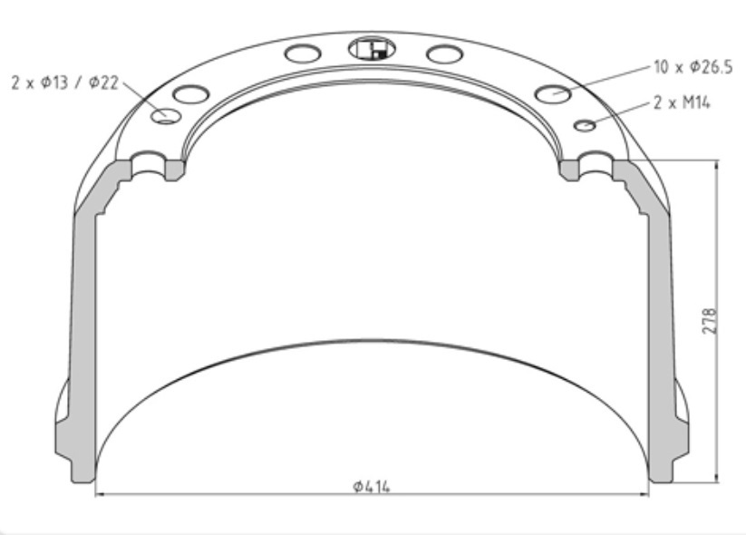Buben brzdový 414x278 ZN RVI Kerax, Magnum AE, Premium TP/PR, Puncher