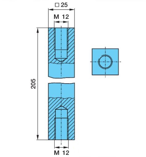 Tyč spojovací zvedání nápravy - čtyřhranná M12/25x25/205 BPW