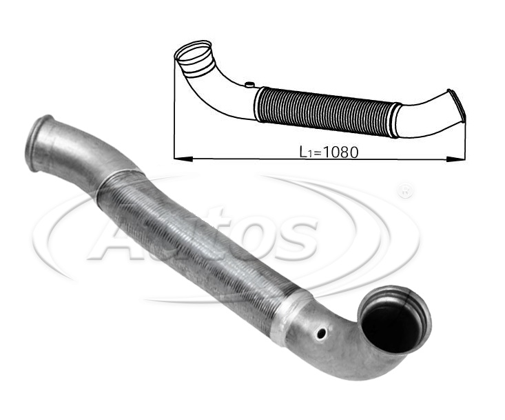 Trubka výfuku střední s pružným dílem 1080mm SCANIA P,G,R,T,