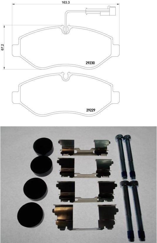 Deska brzdová 29229,29230 Textar 163x67 PN IVECO T.Daily IV, RVI Maxity 2.5D/3.0D 09.06-