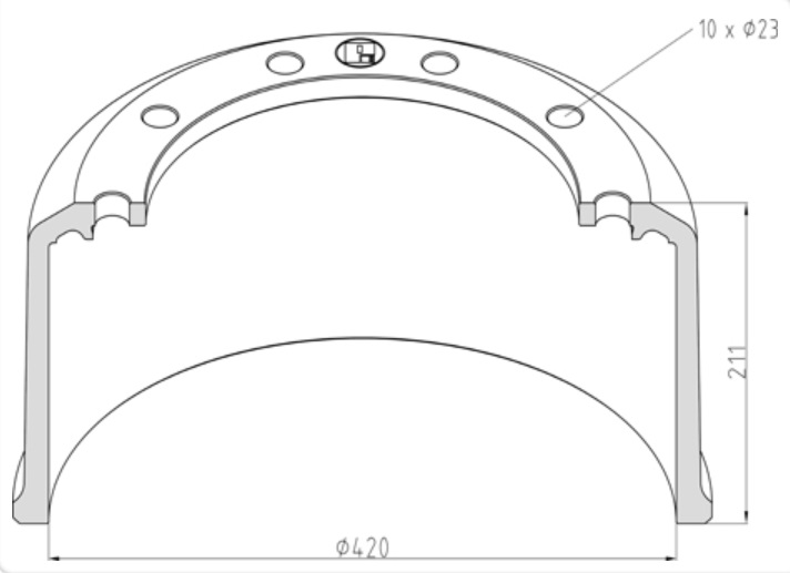 Buben brzdový 420x211 BPW Eco Maxx, Eco Plus 2