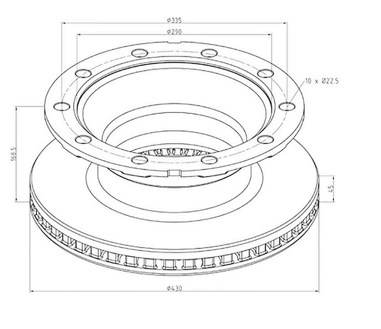 Kotouč brzdový 430x45x168,5 SCHMITZ SCB 9010/9 H43S2, SC Rotos