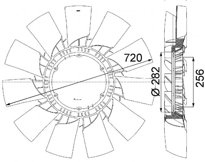 Vrtule ventilátoru pr.720mm/11 lopatek DAF XF105, CF85