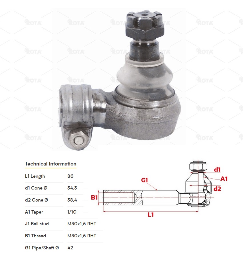 Hlava tyče řízení M30x1,5mm RHT ASTRA, DAF, IVECO, MAN, NEOPLAN, RVI, VOLVO