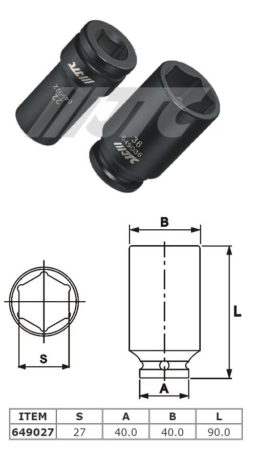 Hlavice nástrčná úderová 3/4" x 27mm dlouhá