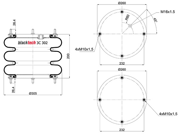 Vlnovec pérování 3C302-200P03 12x3 zvedací GIGANT