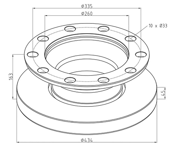 Kotouč brzdový 433x45x163 ZN RVI Magnum E.Tech 400/480
