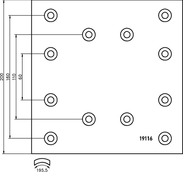 Obložení brzdové 19116.0 Textar 200x410 IVECO Trakker