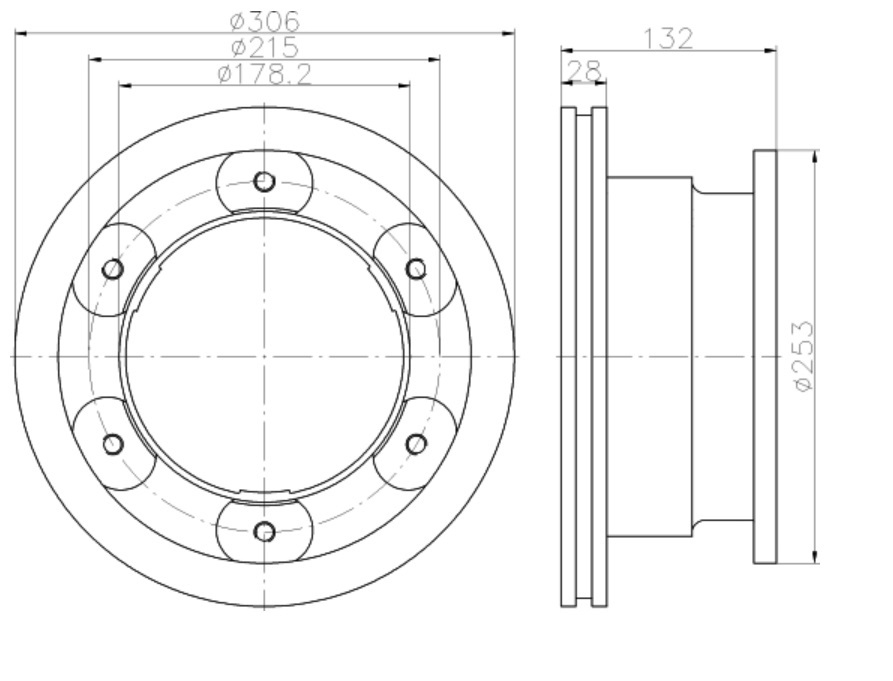 Kotouč brzdový 306x28x132 ZN IVECO Daily 3 C15/18 od 2006