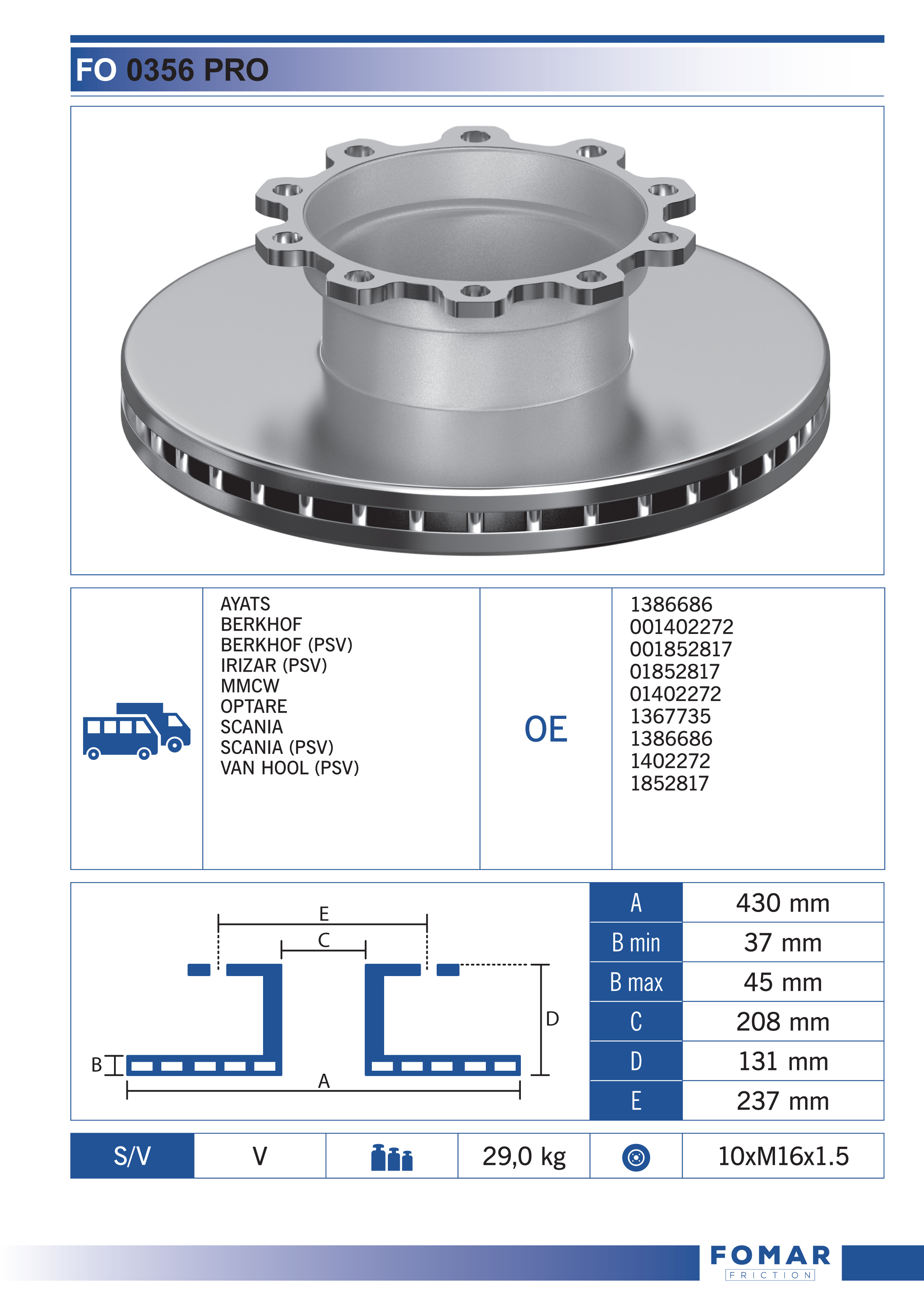 Kotouč brzdový 430x45x131 ZN SCANIA P,G,R,T, od 01.2003/ série 4 od 05.1995