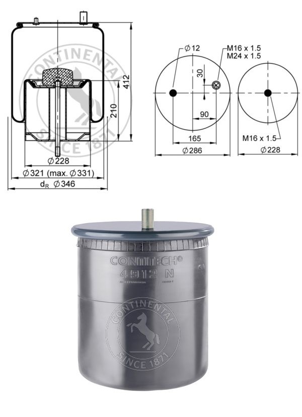 Vlnovec pérování kompletní - železný zvon RVI Midlum II DXi5/7, Premium II TR/PR/ DXi7