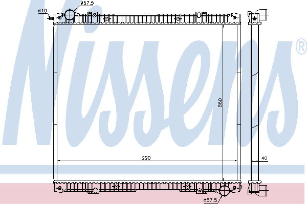 Chladič vody 860x990x40 bez rámu SCANIA R 340/380/420/470/500/580/620