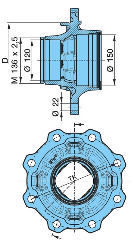 Náboj kola BPW-ECO PLUS /8-9T/, SB-3745, M136*2,5
