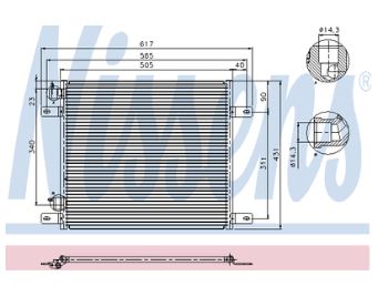Chladič klimatizace 455x432x16 DAF CF65,CF75,CF85,75CF