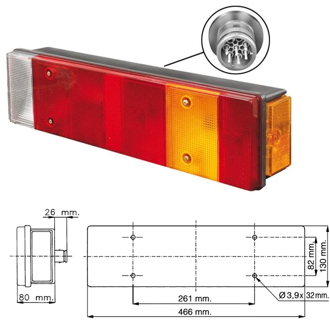 Svítilna zadní 7-dílná P DAF 65CF, 75CF, 85CF, 95XF