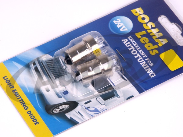 Žárovka 24V 5W BA15Sw LED 5-diod/ks žlutá - sada