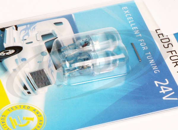 Žárovka celosklo LED 24V/5W modrá - sada 2 ks