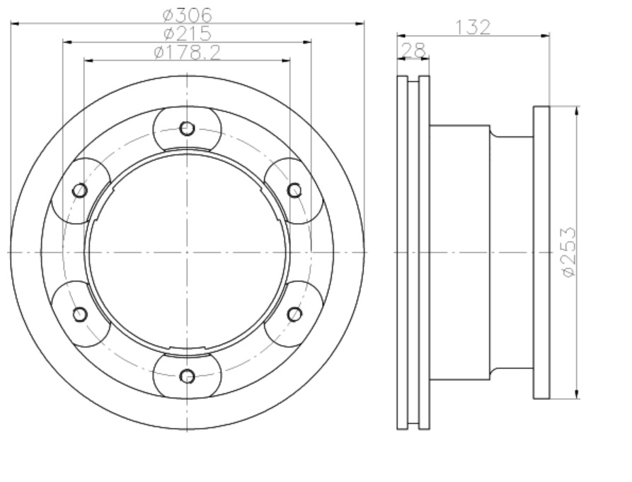 Kotouč brzdový 306x28x132 ZN IVECO Daily 3 C15/18 od 2006