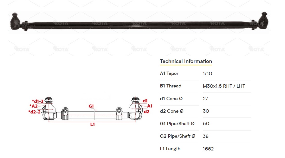 Tyč řízení spojovací 1652mm MAN G90,M90,F90,L2000,M2000,F2000