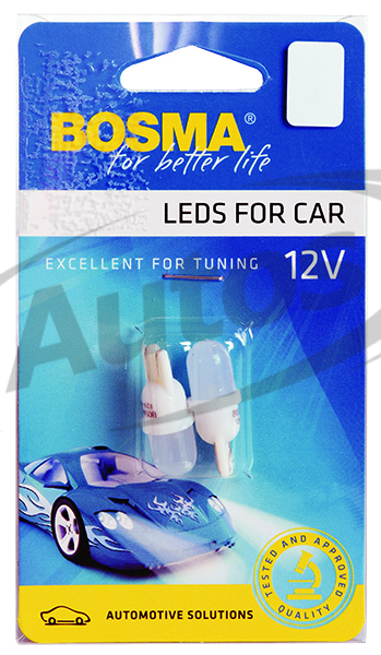 Žárovka bez patice 12V 1xLED standard T10 bílá 6000K matná - sada 2 ks