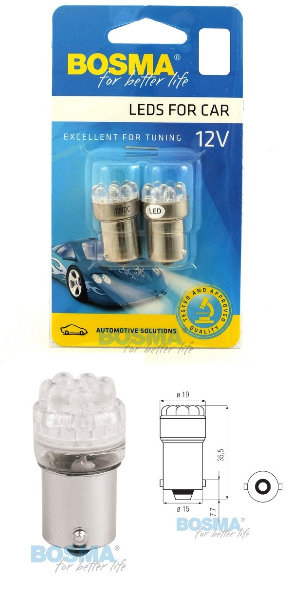 Žárovka 12V 9xLED standard BA15s - sada 2 ks