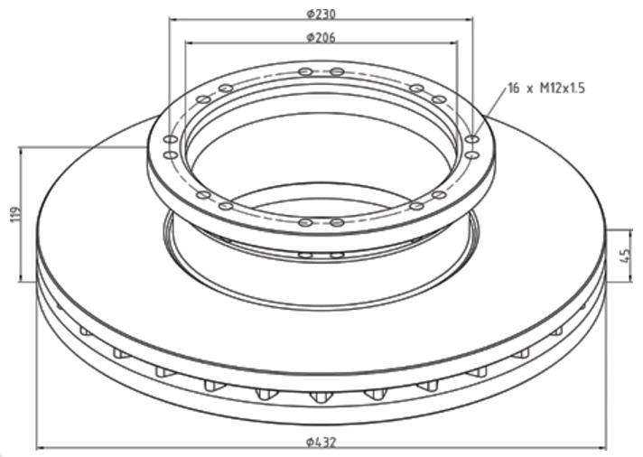 Kotouč brzdový 432x45x119 PN MAN TGA,TGS,TGX